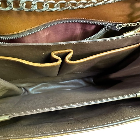 Stunning vintage CELINE Paris tan leather chain link shoulder bag purse two way - Picture 14 of 16